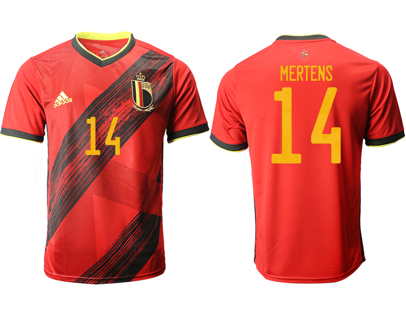 Men 2021 European Cup Belgium home aaa version red #14 Soccer Jersey